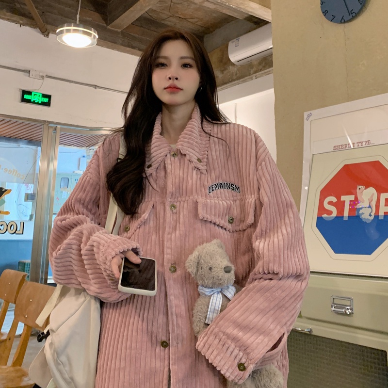 ZHELIHANGFEI Áo Khoác Form Rộng Tay Dài Theo Phong Cách Retro Dễ Phối Đồ