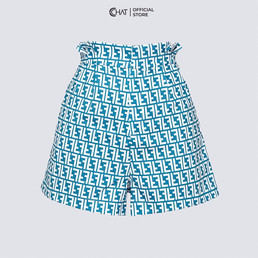 Quần Đùi Nữ 𝐂𝐂𝐇𝐀𝐓 Họa Tiết Kiểu Cạp Lật Phong Cách Trẻ Trung Thanh Lịch 12ONS5010AT