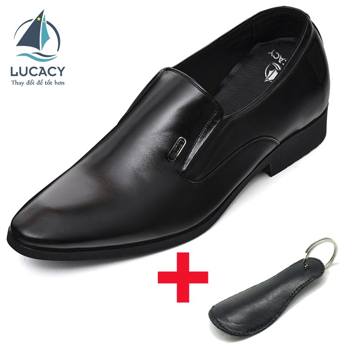 Combo giày tây công sở nam tăng chiều cao thương hiệu Lucacy độn đế 6cm N2101MD + dụng cụ đón gót hanmade da bò thumbnail