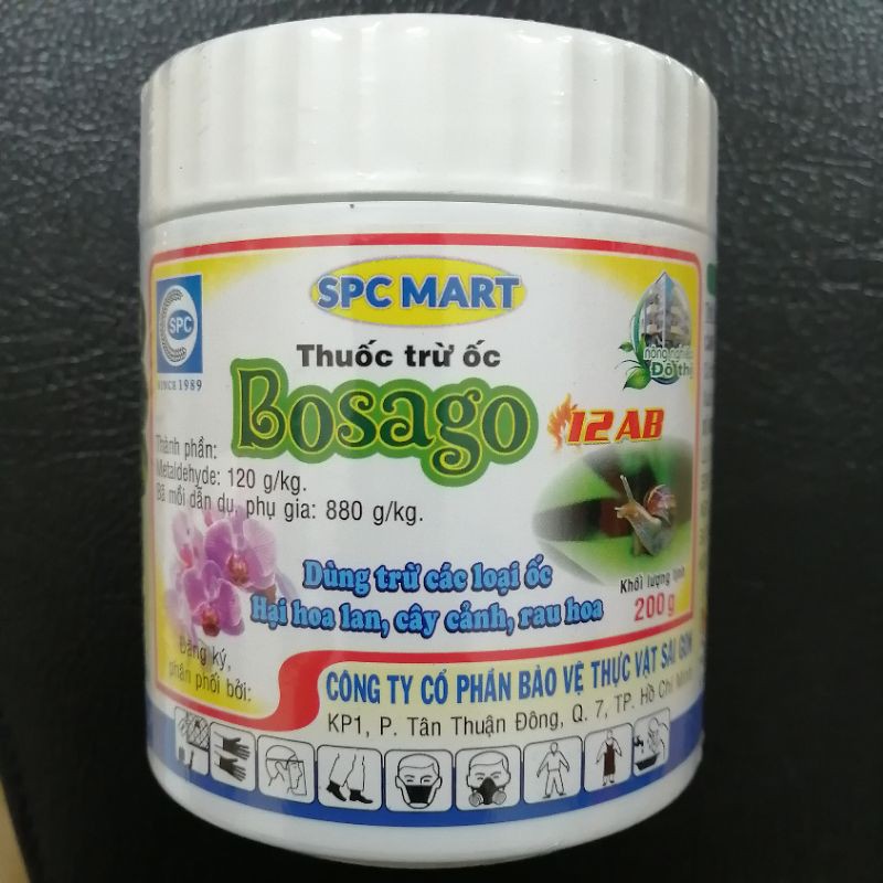 Bả ốc sến cho hoa lan, hoa hồng, cây cảnh, rau màu - Bosago 12AB - Thuốc dụ ốc sên, ốc nhớt, ốc bươu lọ 200gr tiện lợi