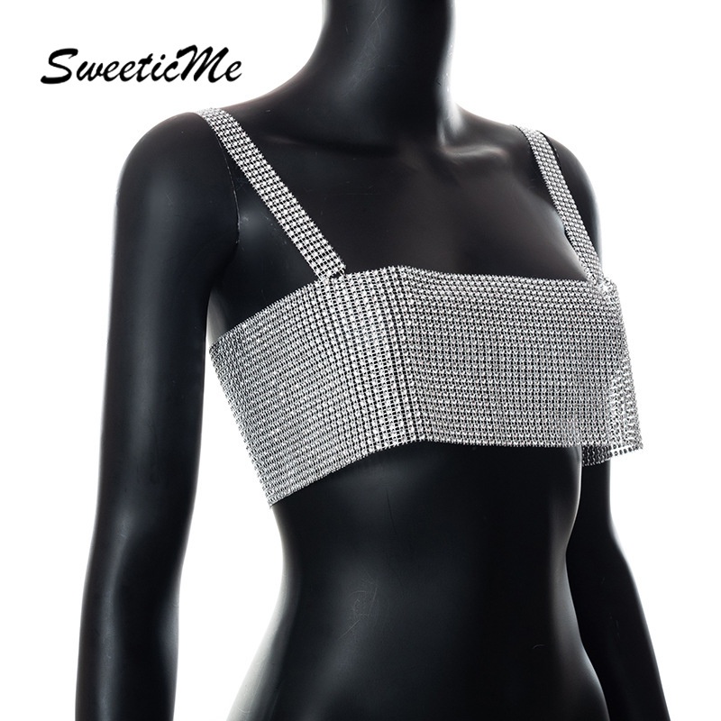 Crop Top Không Tay Đính Kim Sa Hàng Mới Của Sweeticme