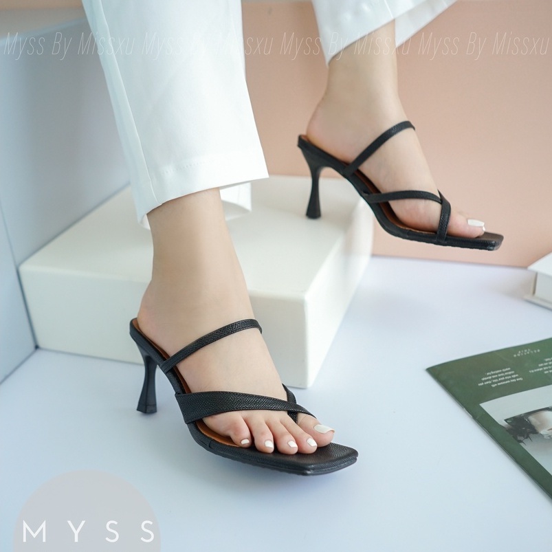 Giày guốc nữ mũi vuông xỏ ngón quai giữa 7 cm thời trang MYSS - SU135