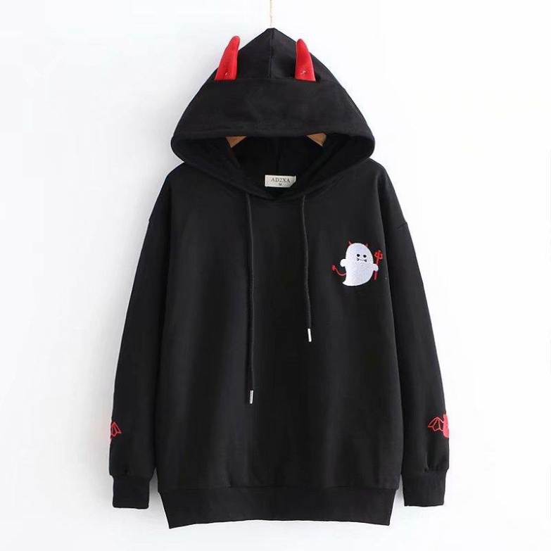 Áo Khoác Nỉ Hoodie Quỷ Dơi Cute KN19 Đen - ÁO KHOÁC NỈ HOODIE QUỶ DƠI CUTE UNISEX NAM NỮ | BigBuy360 - bigbuy360.vn