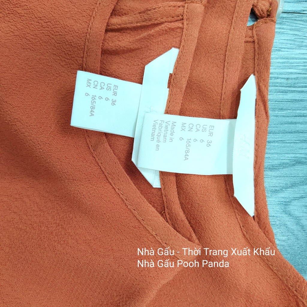 Áo tay ngắn H&M nữ màu nâu tây hàng xuất dư đẹp