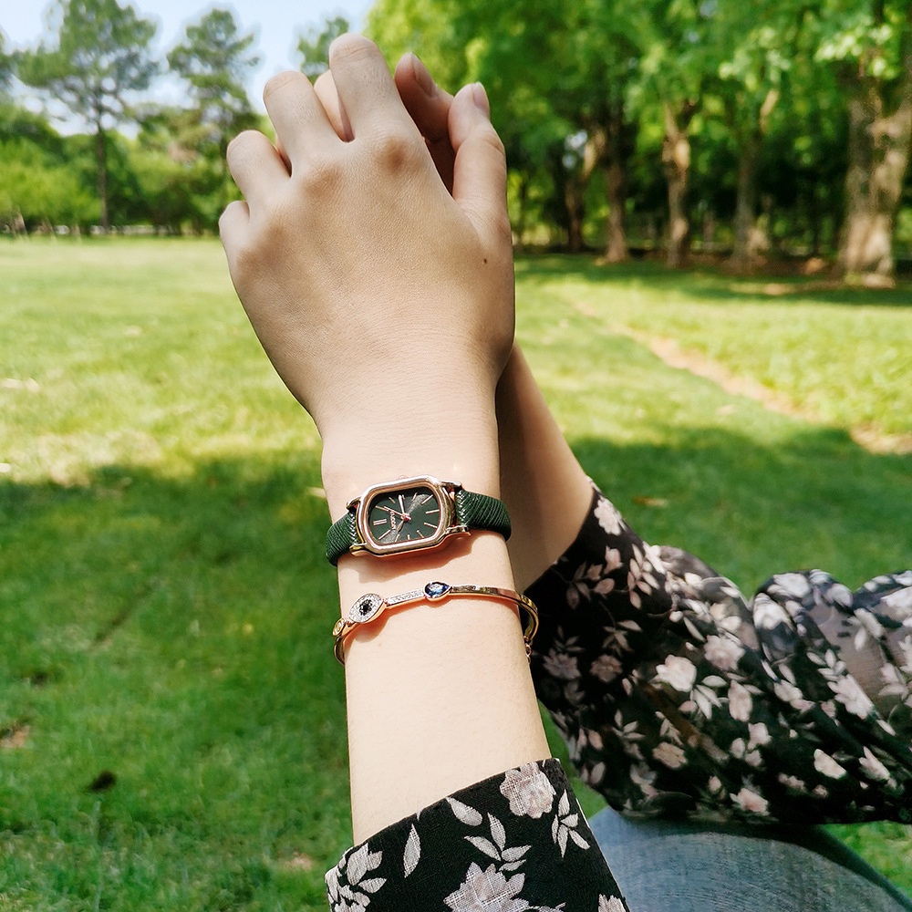 Đồng Hồ Analog Máy Quartz Mặt Vuông Dây Da PU Thời Trang Cho Nữ