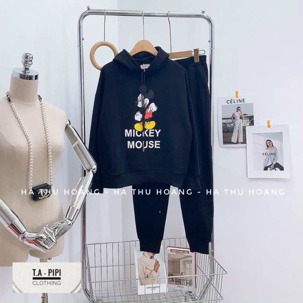 (MẪU MỚI) SÉT BỘ NỈ CHÚ CHUỘT MOUSE HOẠT HÌNH CUTE SIÊU HOT MẶC ĐI CHƠI CHỐNG NẮNG HIỆU QUẢ PU HHP