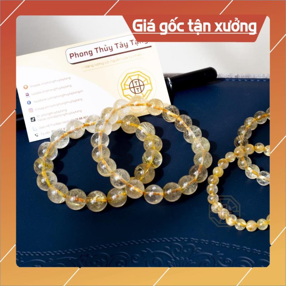 Vòng Tay Phong Thủy Pha Lê Tóc Vàng Chiêu Tài Lộc Nam Nữ Mệnh Thổ Kim - Tổng Kho Sỉ Phong Thủy