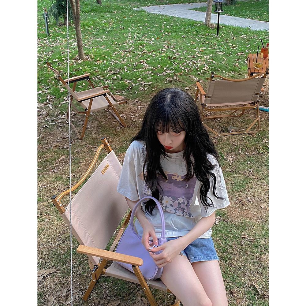 Áo Thun Cotton Ngắn Tay Dáng Rộng Lưng Cao Thời Trang Mùa Hè Hàn Quốc 2022 Cho Nữ