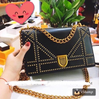 Túi sách nữ Dior đinh nạm vàng hàng kèm hộp