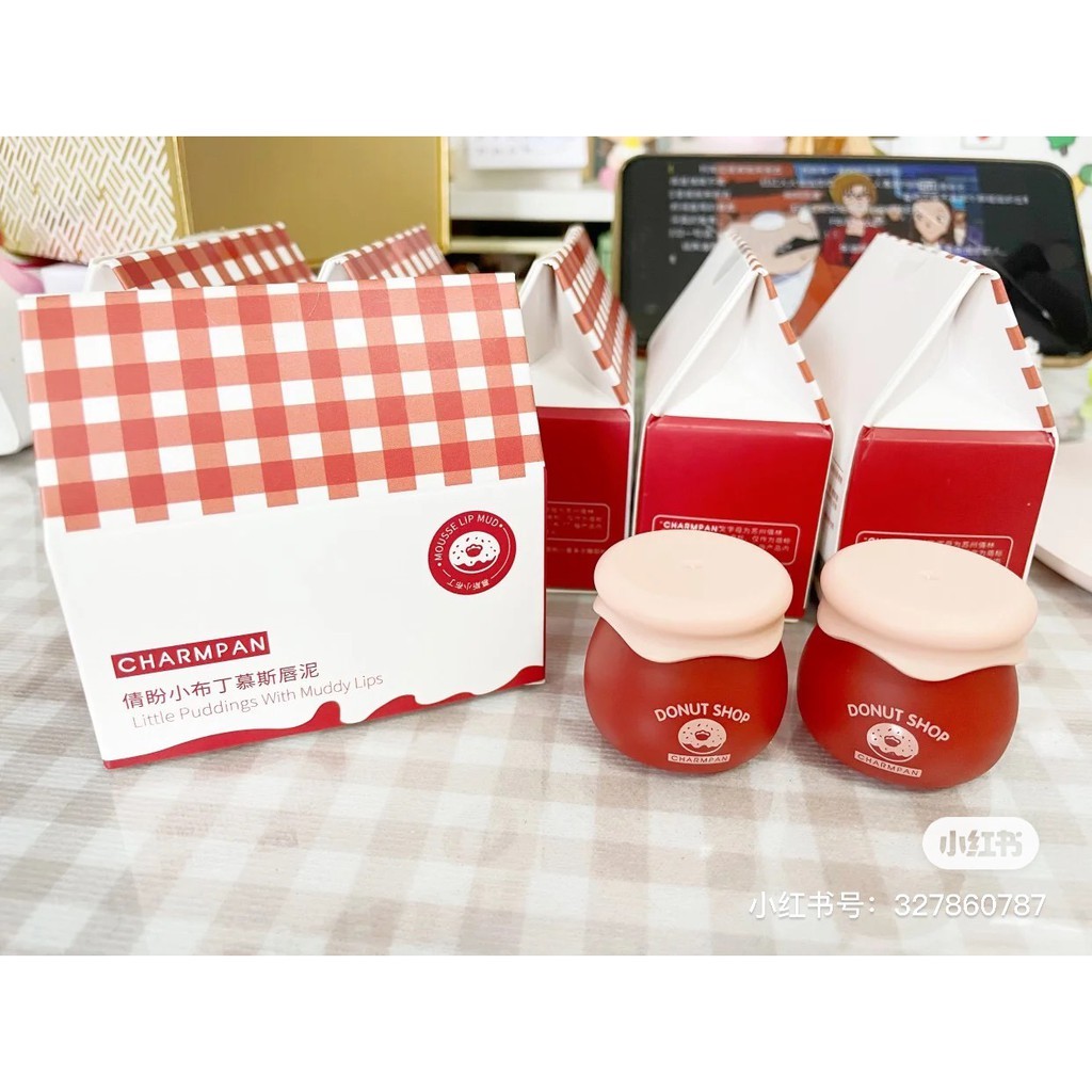 [Hot  sale ] Son kem lì nhung mịn kèm cọ trang CHARMPAN điểm 8g | BigBuy360 - bigbuy360.vn