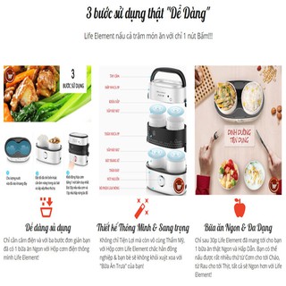 Hộp cơm cắm điện có bát sứ Life Element