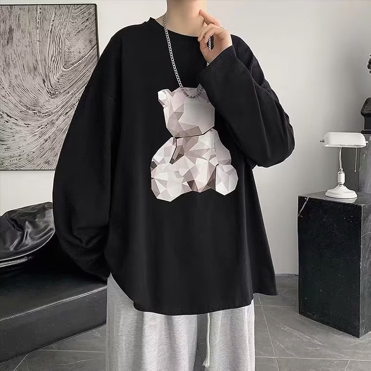 Áo Thun Tay Dài Dáng Rộng In Họa Tiết Hoạt Hình Phong Cách Hip Hop Nhật Bản Thời Trang Cho Nam Và Nữ size M-5XL