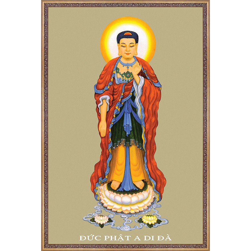 Tranh Tam Thánh, Phật Adida, Đại Thế Chí Bồ Tát, Quan Âm