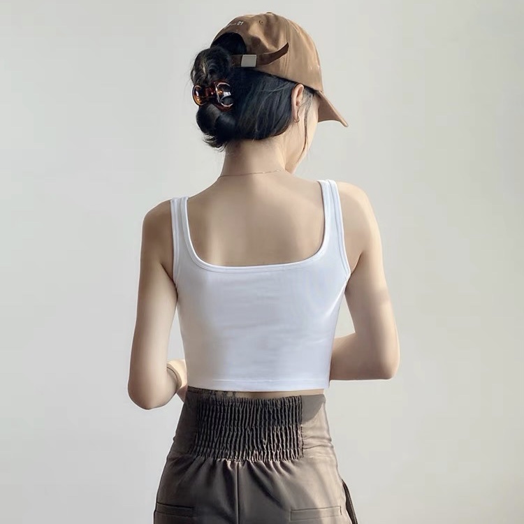 Áo 2 dây nữ bản to cổ vuông Yame Áo croptop hai dây ôm body có mút ngực