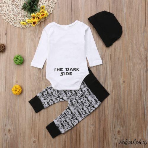 Bộ Romper Tay Dài Liền Mảnh + Quần Dài + Nón Thun Cotton Ấm Áp Cho Các Bé Nhỏ