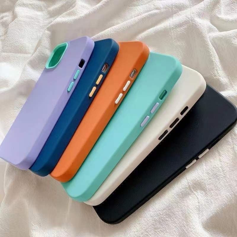 Ốp Điện Thoại Silicone Mềm Màu Trơn Chống Sốc Cho IPhone 13 12 11 Pro Max X XR 7 8 Plus