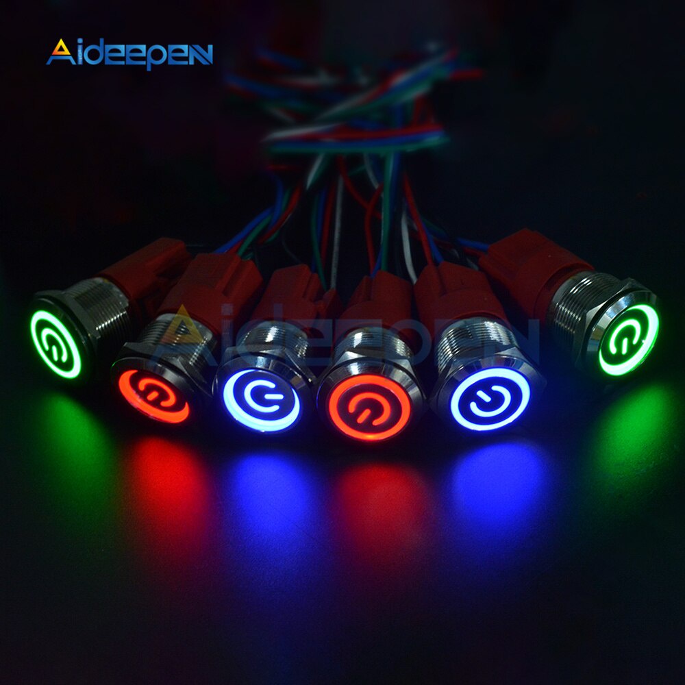 Công Tắc Nhấn Tự Động 16mm 19mm 22mm 250V 5A Cho Đèn LED Xe Hơi 9-24V