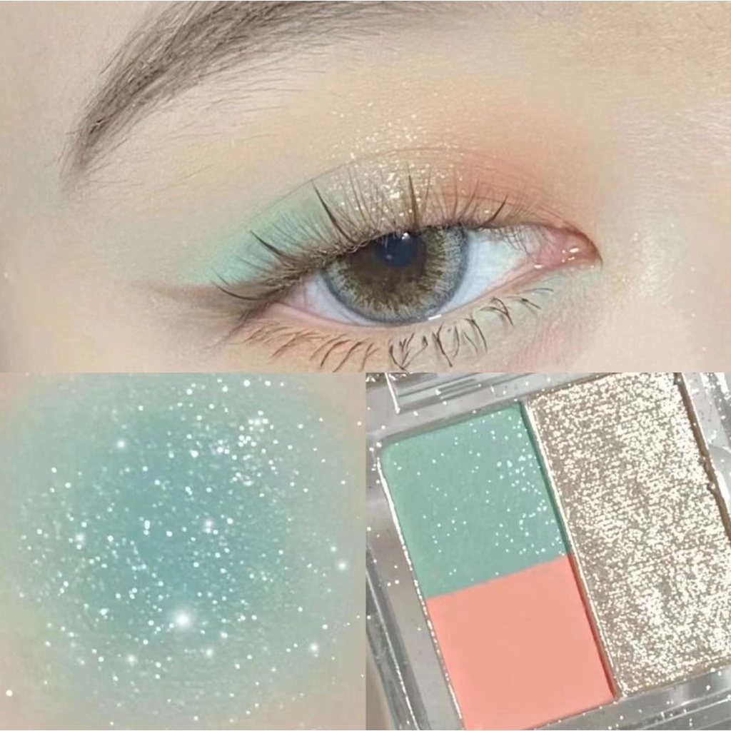 Bảng Phấn Mắt 3 Sắc Tố Ngọc Bích Tông Xanh Lá &amp; Hồng Với Sắc Tố Lì Và Màu Lấp Lánh Trang Điểm Lâu Trôi Hoàn Hảo