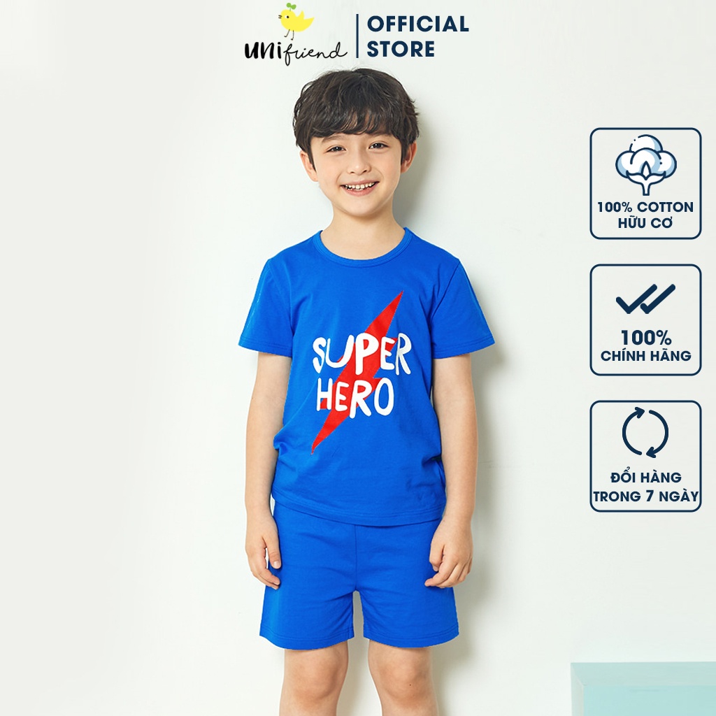 Đồ bộ ngắn tay quần áo thun cotton mịn mặc nhà mùa hè cho bé trai Unifriend Hàn Quốc U3024