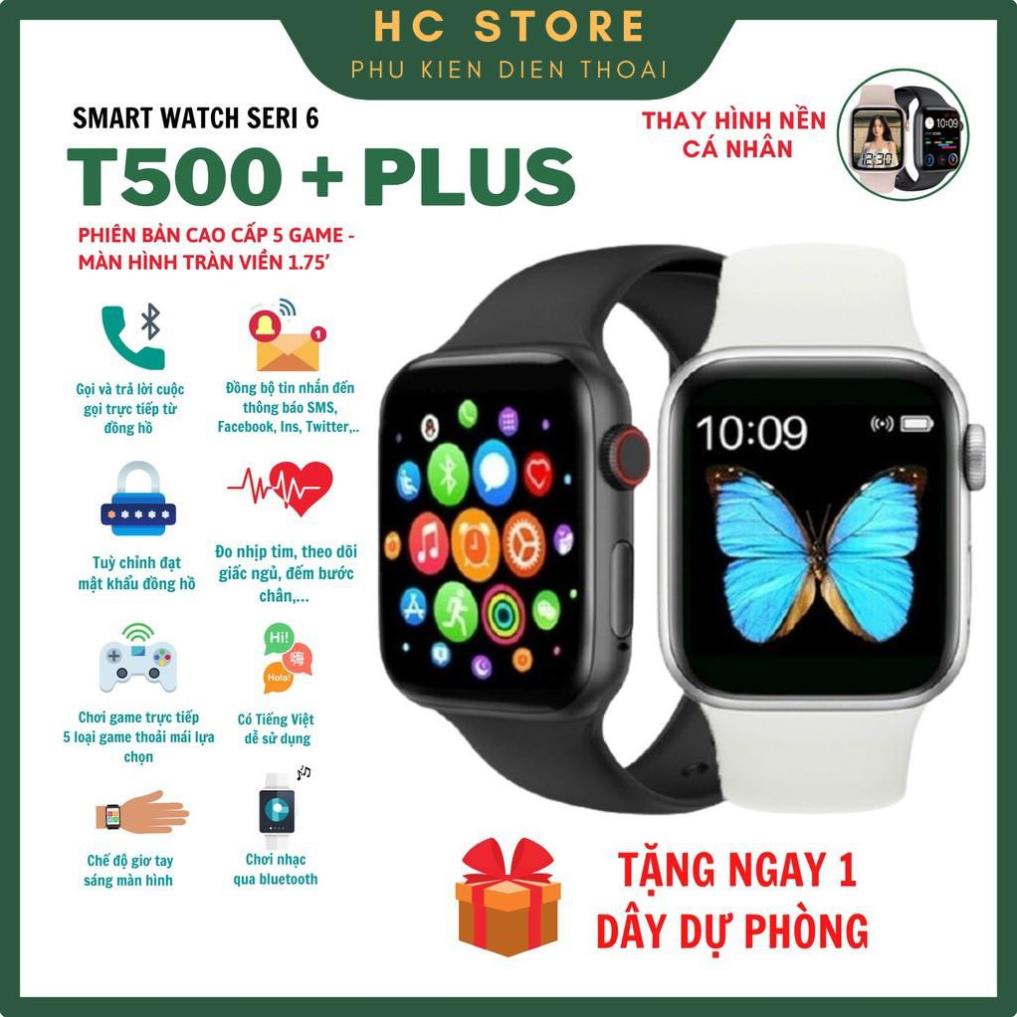 Đồng hồ thông minh T500+ Series 6 Định vị, Thay Dây, Thay hình nền, Nghe Gọi, Chơi game - Bảo hành 12 tháng