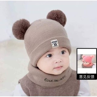 Bộ Mũ Len Kèm Khăn Ống Moonlight Thêu Love Me More - Bộ Khăn Nón Len