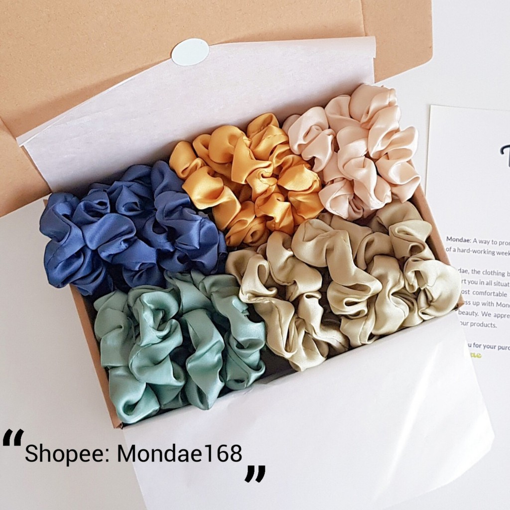 Dây buộc tóc, cột tóc scrunchies satin size S - nhỏ SC008