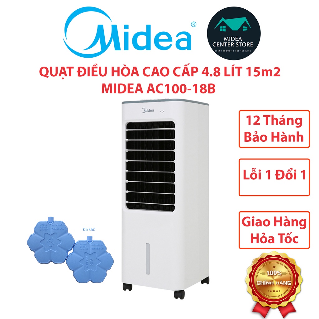 Quạt điều hòa cao cấp Midea AC100-18B, lỗi 1 đổi 1, bảo hành 12 tháng