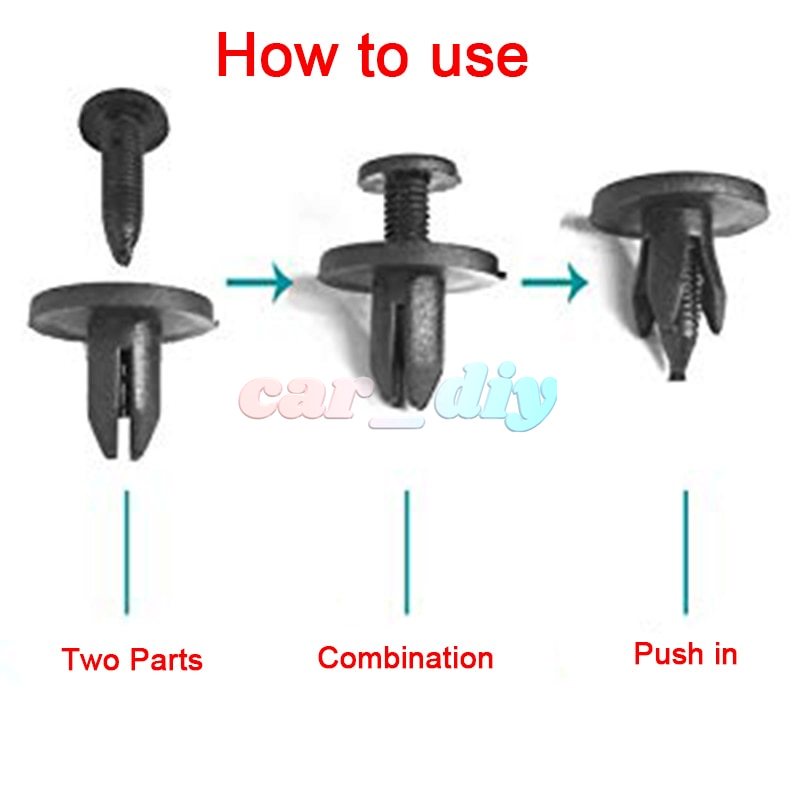 Set 50 Đinh Tán Nhựa 6mm Màu Đen Chuyên Dụng Cho Xe Hơi