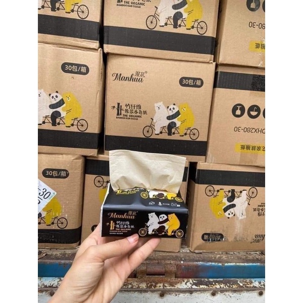 Giấy gấu trúc Manhua , thùng 30 gói siêu dai 4 lớp mềm mịn chất lượng cao