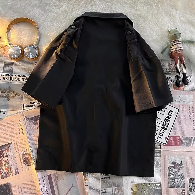 Áo Sơ Mi Nam Ngắn Tay Màu Đen Có Túi Phong Cách Hàn Quốc Cỡ M-3XL