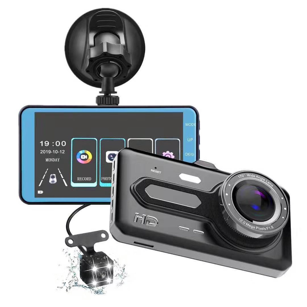 Camera Hành trình Dual Lens DVR 1080p, Camera hành trình kép trước sau Full HD - Màn Hình