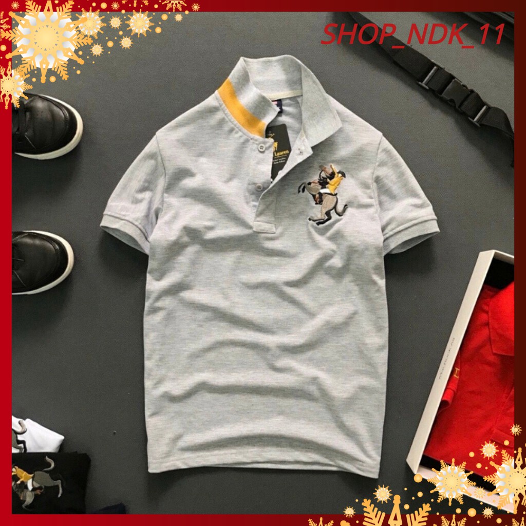 Áo thun nam ngắn tay cổ bẻ logo người cưỡi ngựa cực chất - A015