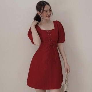 Bbstore's đầm xoè cổ vuông thắt dây -tk220