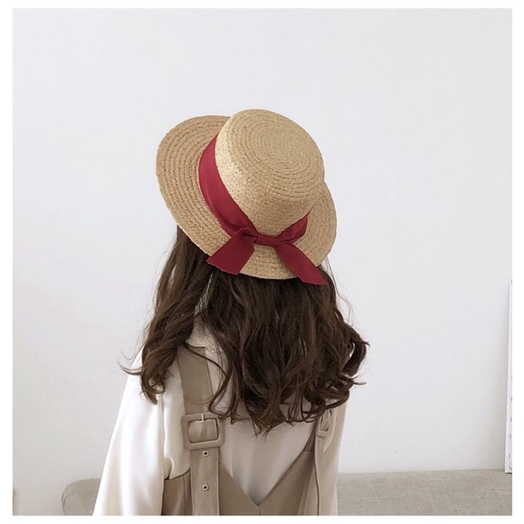 Mũ cói raffia mũ gaucho vành 6 cm sang chảnh phụ kiện chụp ảnh