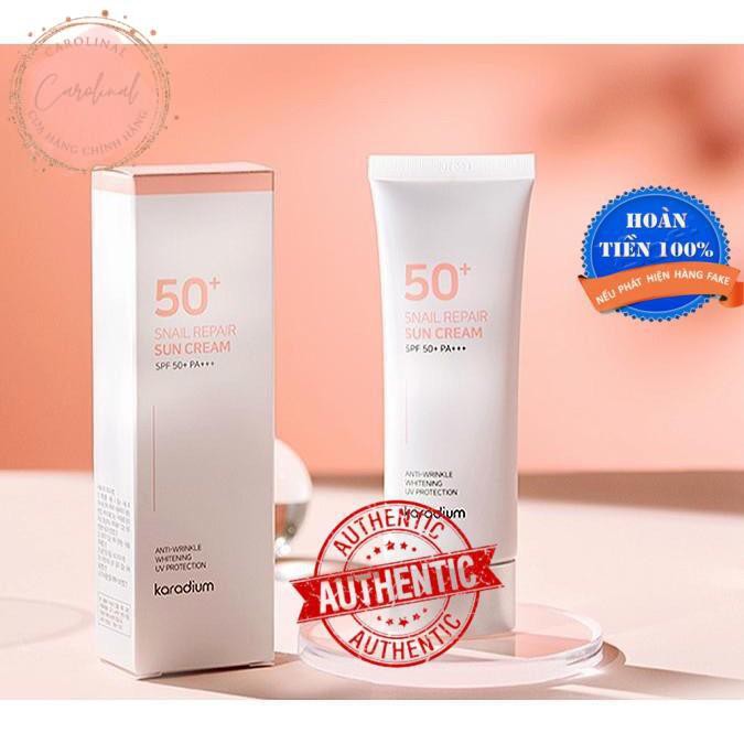 Kem chống nắng nâng tone hàn quốc / Kem Chống Nắng Karadium  Snail Repair Sun Cream SPF 50+ PA+++ 70mL