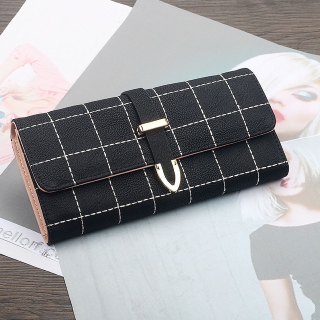 Ví dài cầm tay nữ hoạ tiết hình vuông