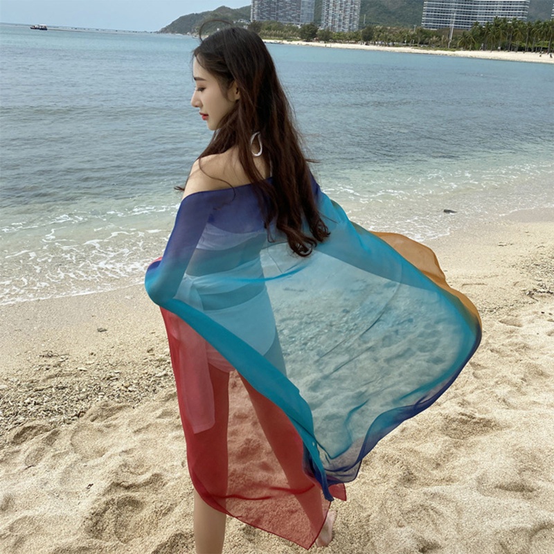 Khăn Choàng Chống Nắng Đa Năng Màu Sắc Gradient Thời Trang Mùa Hè Dành Cho Nữ