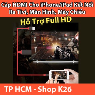 Cáp hdmi cho iphone ipad kết nối ra tivi, màn hình, máy chiếu - hỗ trợ độ phân giải full hd - dài 1.8m