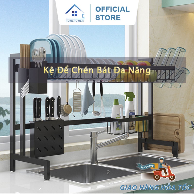 [KỆ INOX] Kệ Để Chén Bát Đĩa Đa Năng Inox Cao Cấp Chống Gỉ Sét Full Phụ Kiện Tặng Kèm