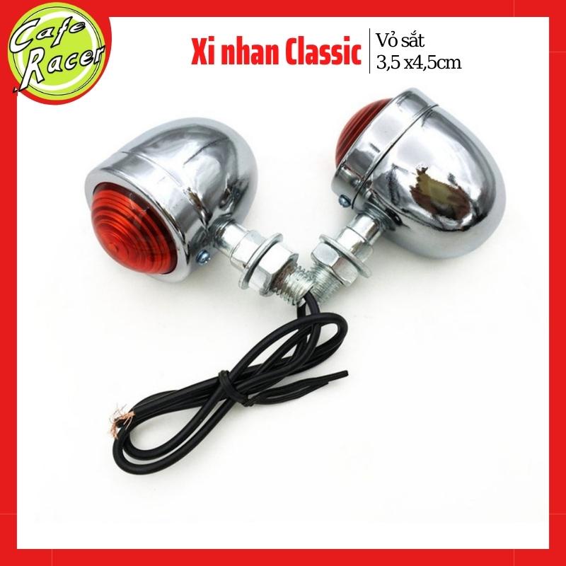 Xi nhan xe máy độ , xi nhan classic loại bé 3,5 x4,5cm hàng tốt vỏ sắt sơn đen chuyên độ xe