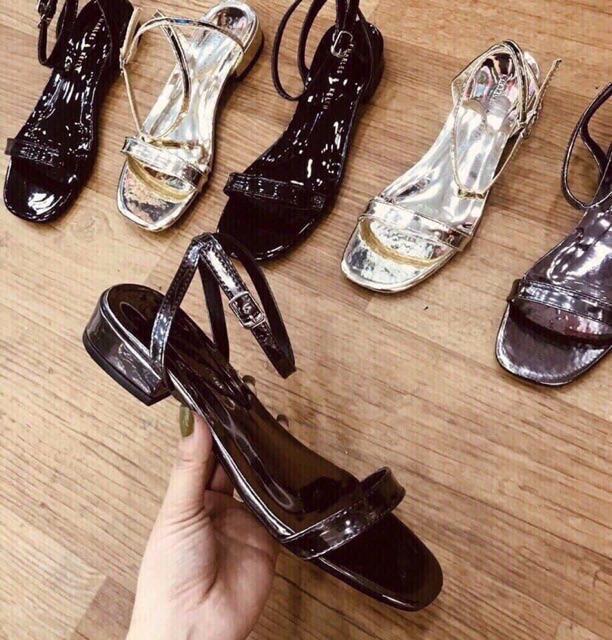 [Kho Vnxk] giày Sandal nữ quai mảnh đế bệt da bóng dễ đi phù hợp với mọi lứa tuổi