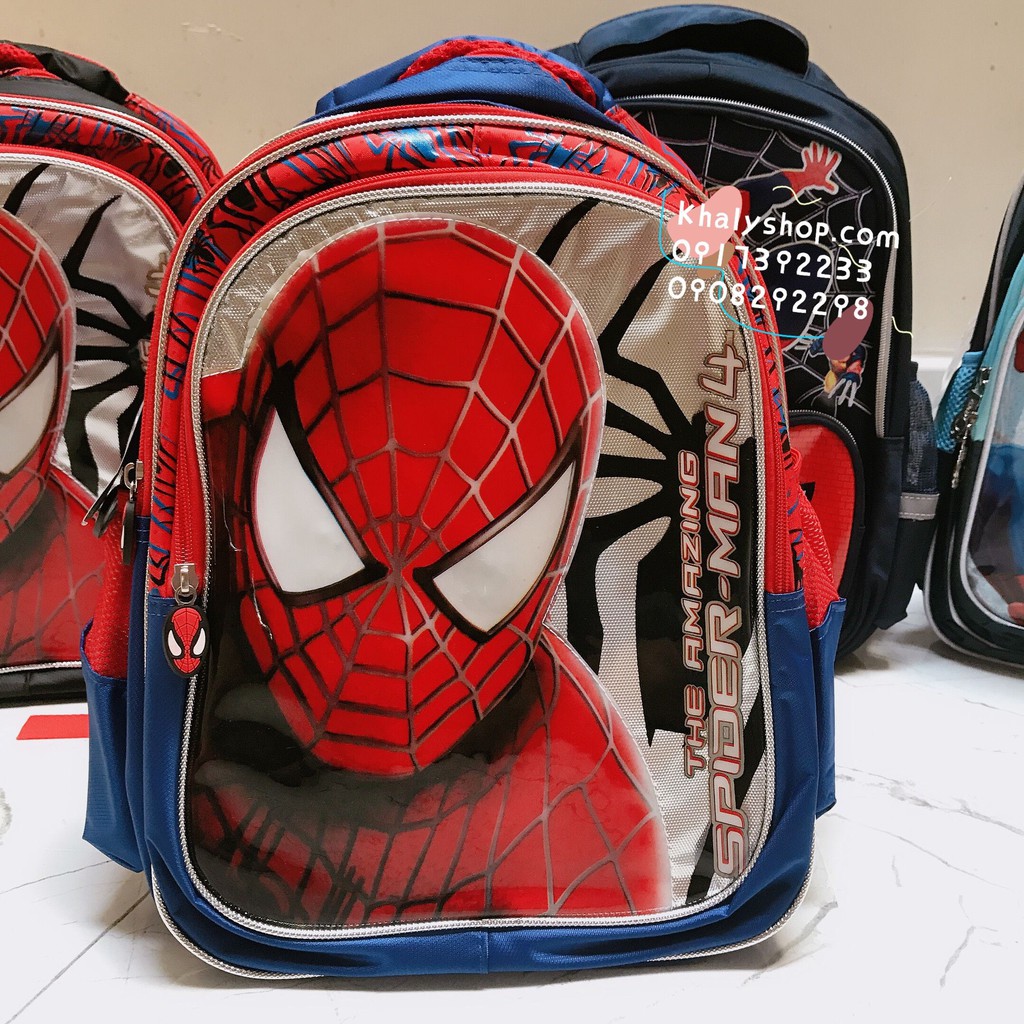 Balo trẻ em 14'' - 16'' hình người nhện Spiderman màu xanh đỏ dành cho học sinh ,bé trai