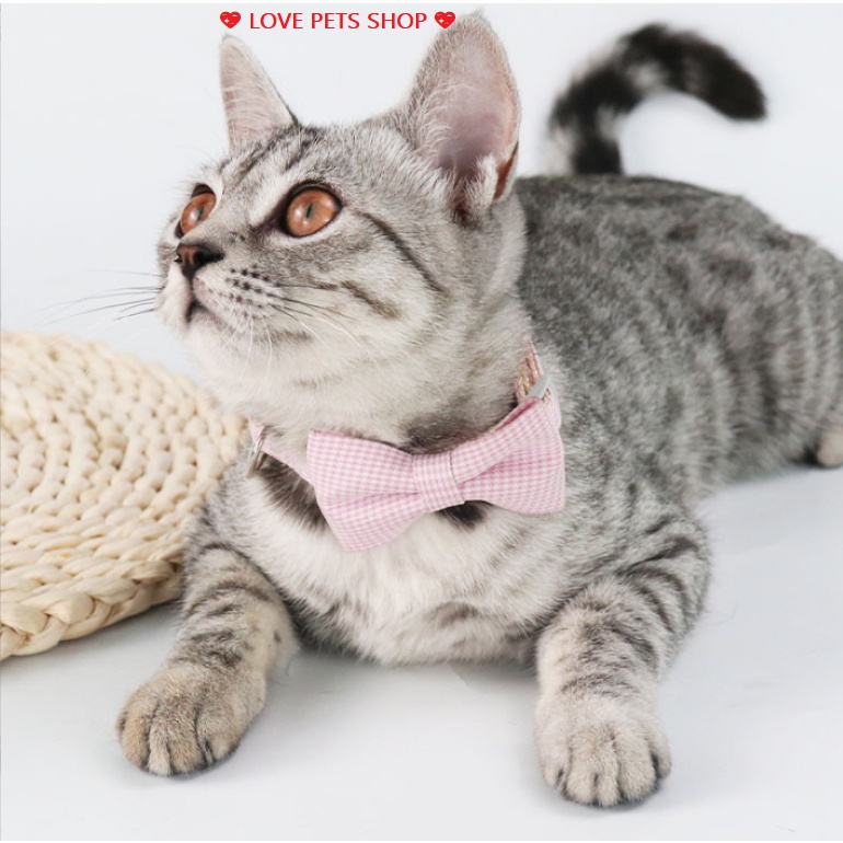 VÒNG CỔ CHO CHÓ MÈO CÓ THẮT NƠ KÈM CHUÔNG LỤC LẠC - LOVE PETS SHOP