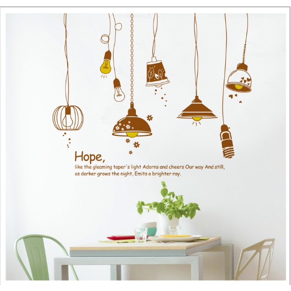 Decal trang trí bóng đèn dây Vintage ( 8 bóng mờ )