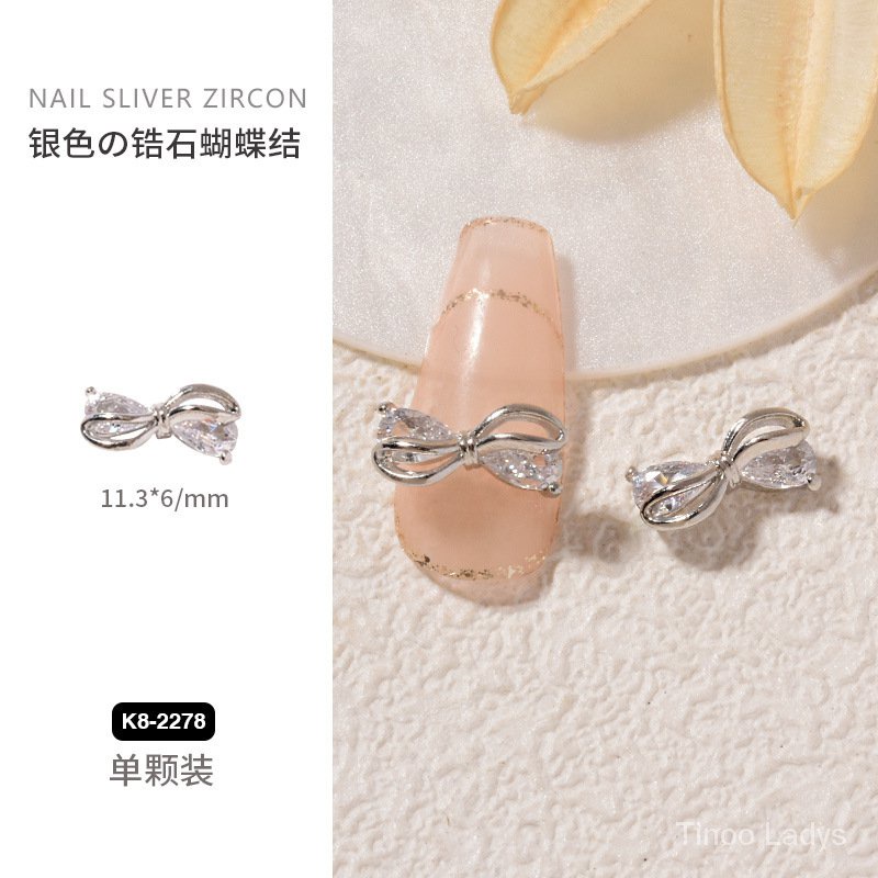 Phụ Kiện Trang Trí Móng Tay Hình Nơ / Ngôi Sao / Ngọc Trai / Đá Zircon / Kim Cương Sang Trọng