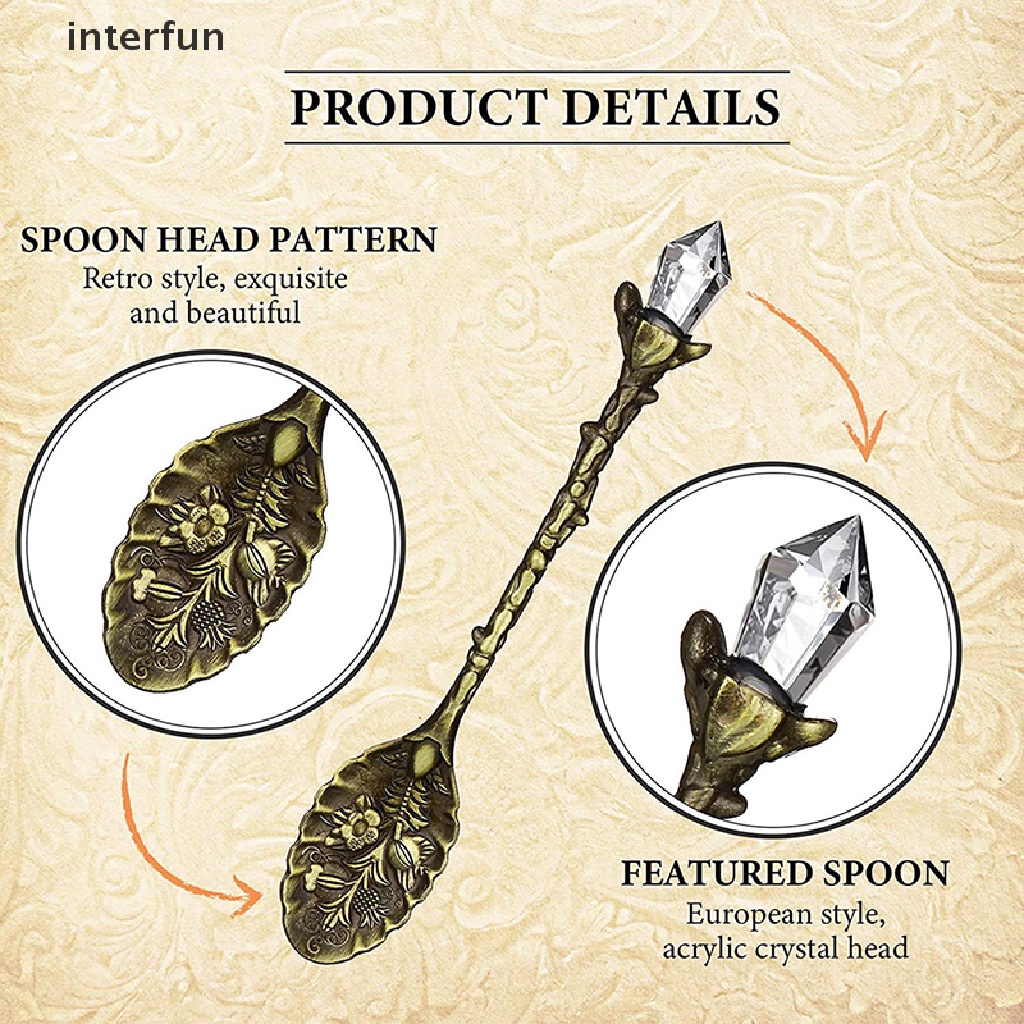 Set 4 Muỗng Cà Phê Chạm Khắc Hình Hoa Phong Cách Vintage