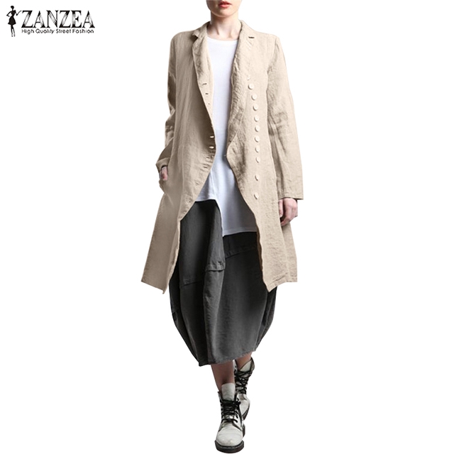 Áo Khoác ZANZEA Thiết Kế Dáng Rộng Dài Thời Trang Cho Nữ