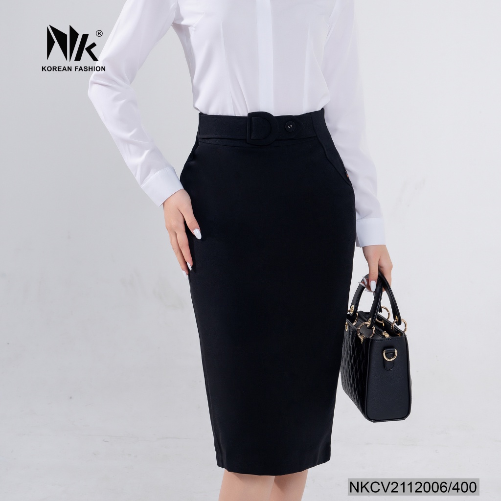 Chân Váy Bút Chì Công Sở NK Fashion Thiết Kế Đai Chữ D Dáng Dài Sang Trọng, Chất Liệu Vải Co Giãn Và Mềm Mịn NKCV2112006