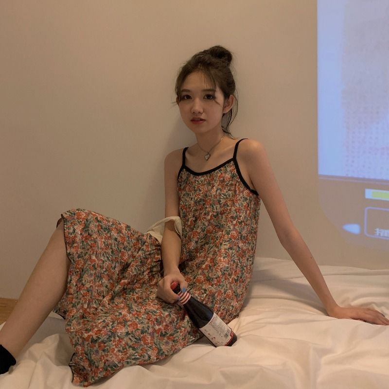 Đầm Ngủ Hai Dây Họa Tiết Hoa Thời Trang Mùa Hè Mới 2022 Dành Cho Bạn Nữ