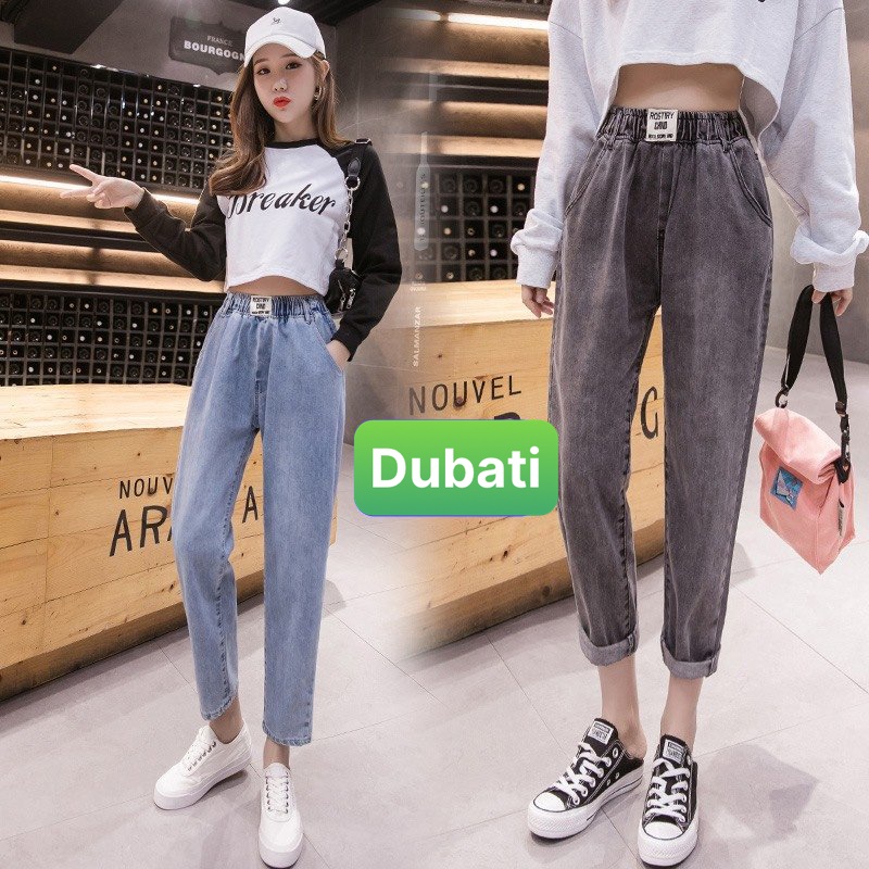 QUẦN JEAN BAGGY NỮ CHẤT BÒ 2 MÀU CẠP CHUN LƯNG THUN LƯNG CẠP CAO NÂNG MÔNG XỊN SÒ MỚI - DUBATI FASHION